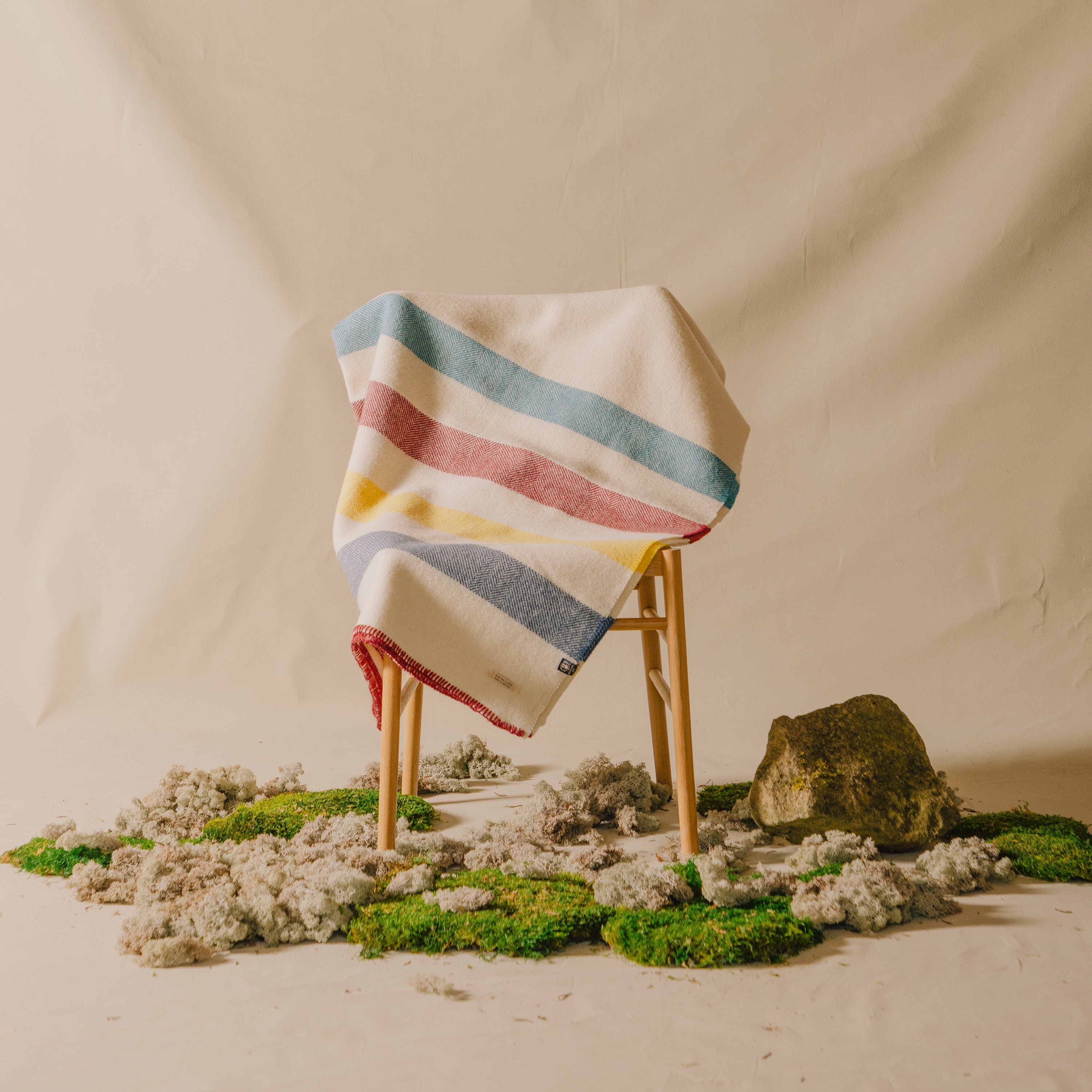 Multicolour Stripe British Wool Blanket