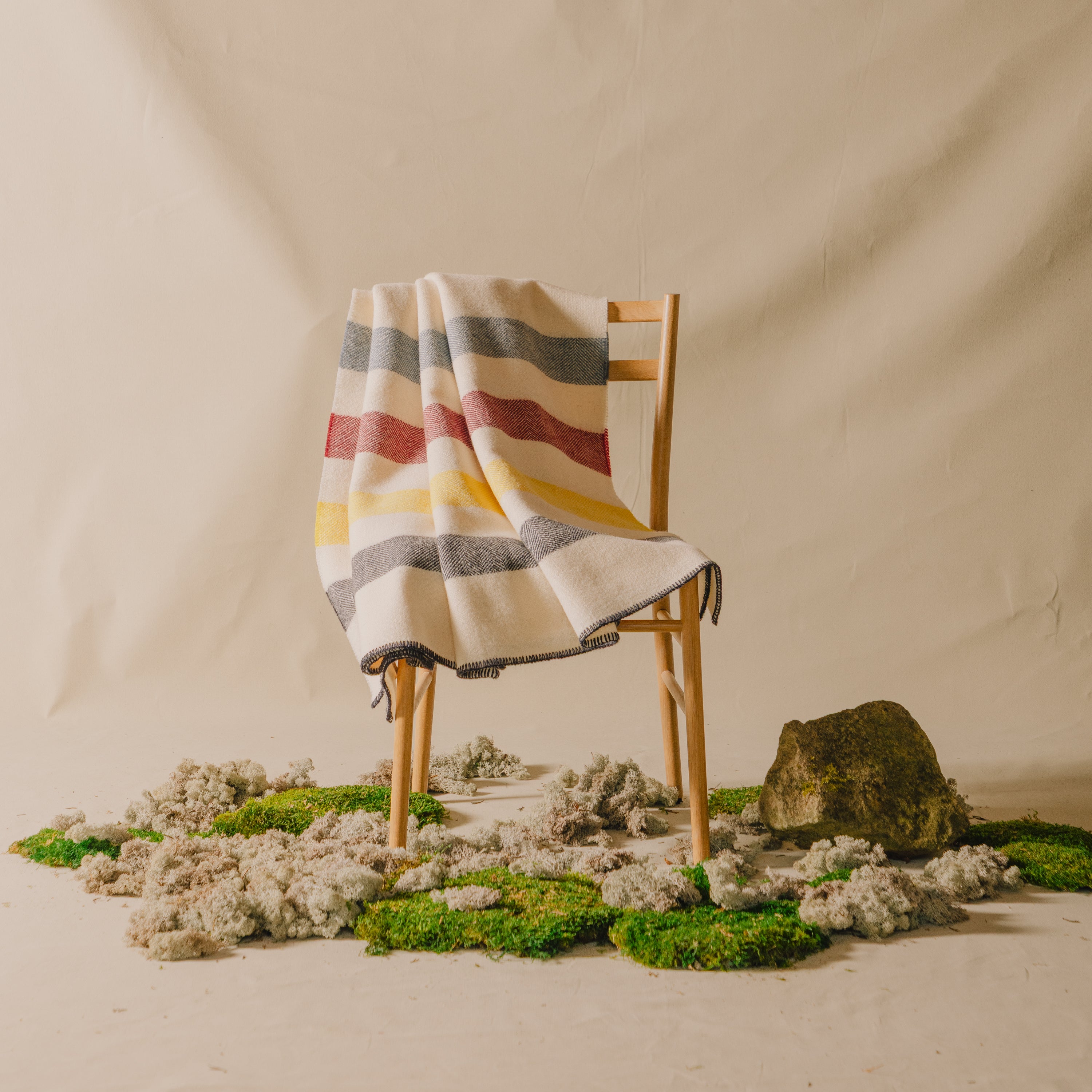 Multicolour Stripe British Wool Blanket