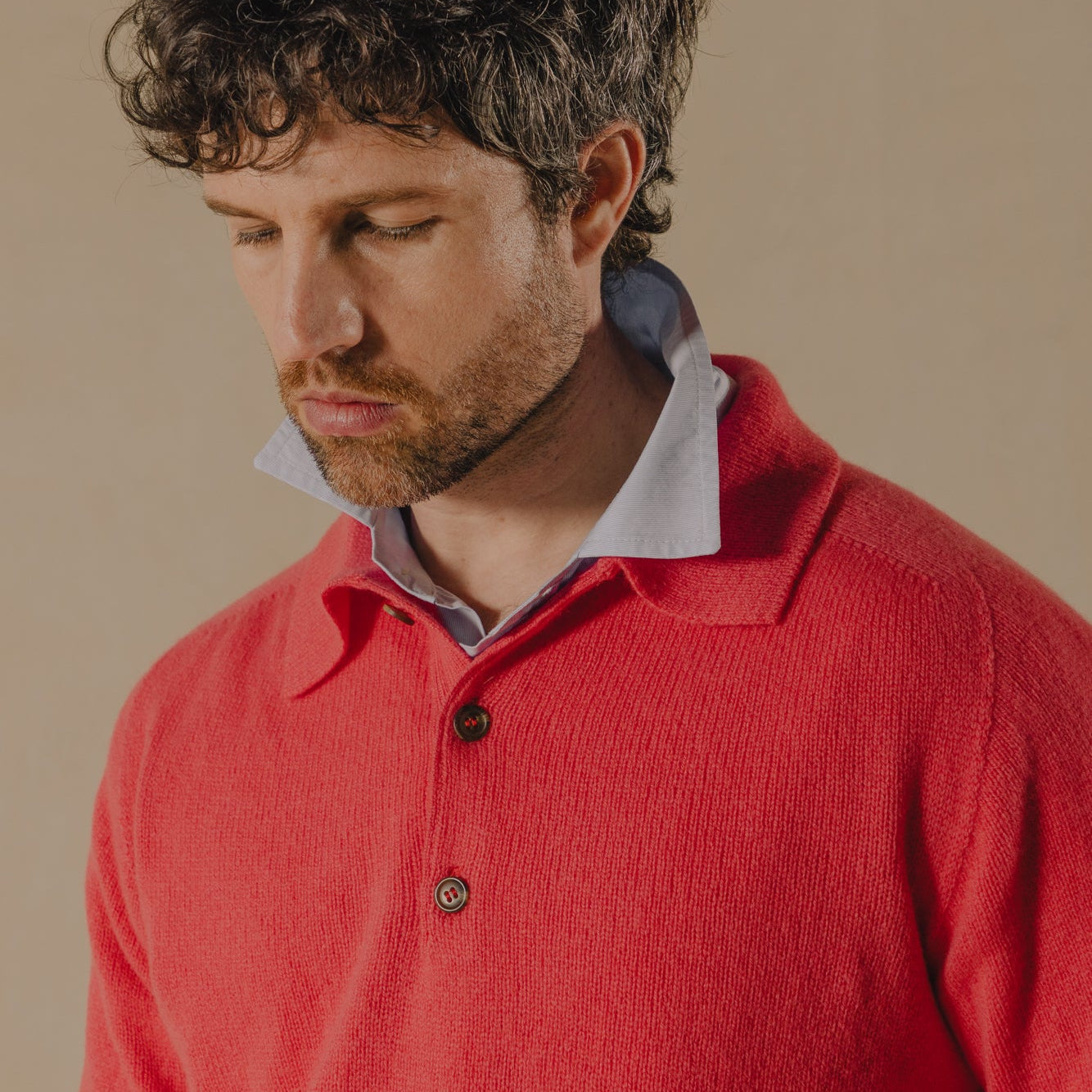 Long Sleeve Wool Polo