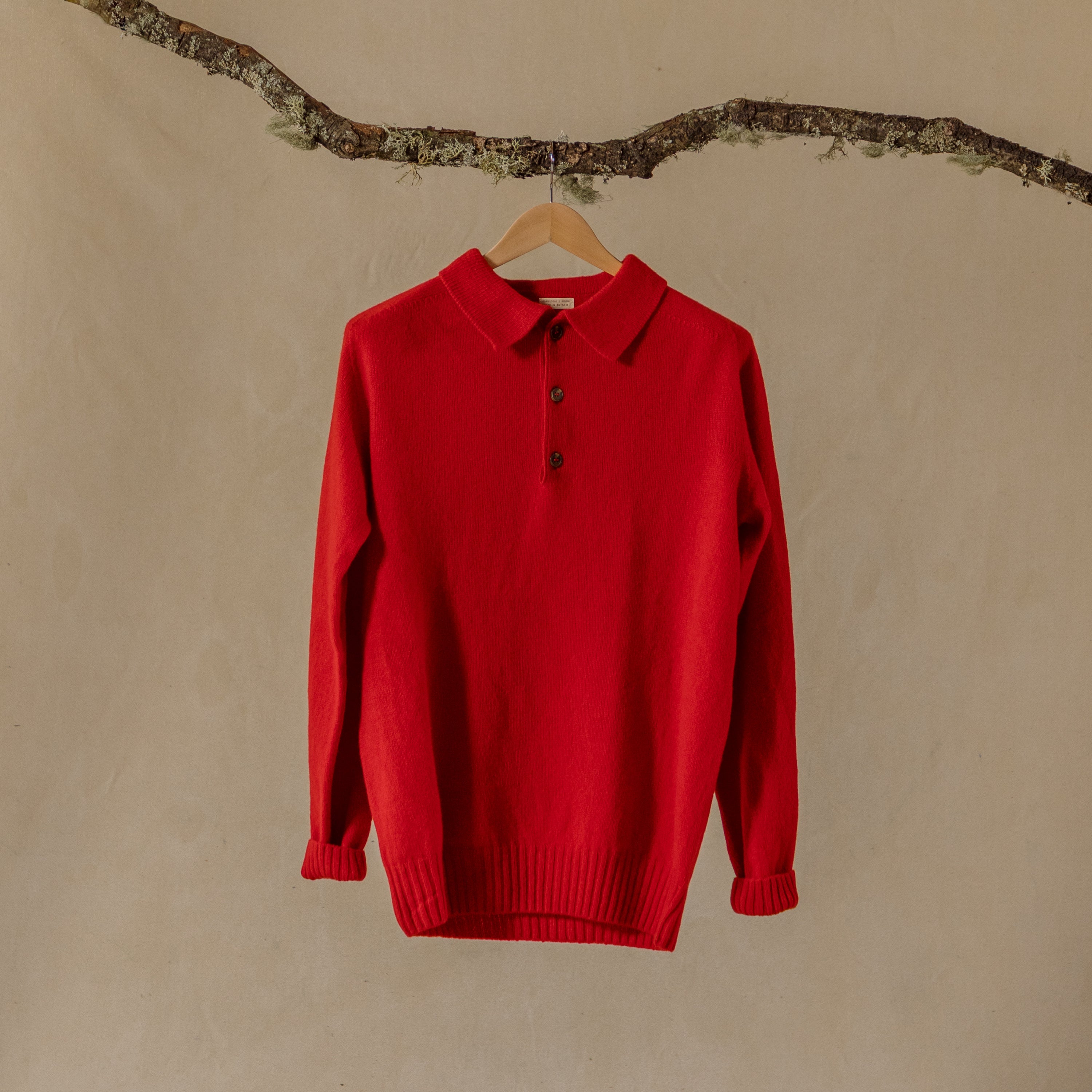 Long Sleeve Wool Polo