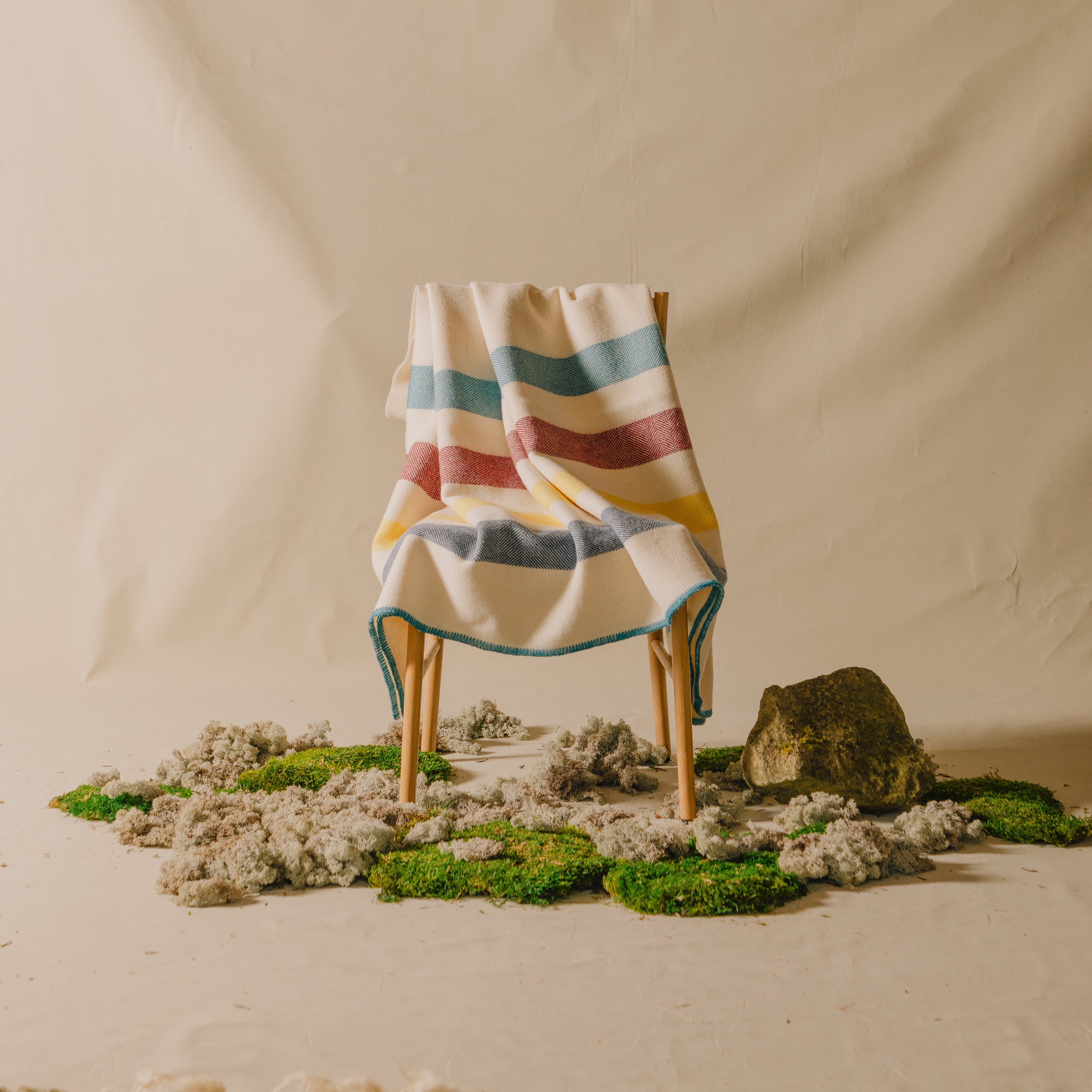 Multicolour Stripe British Wool Blanket