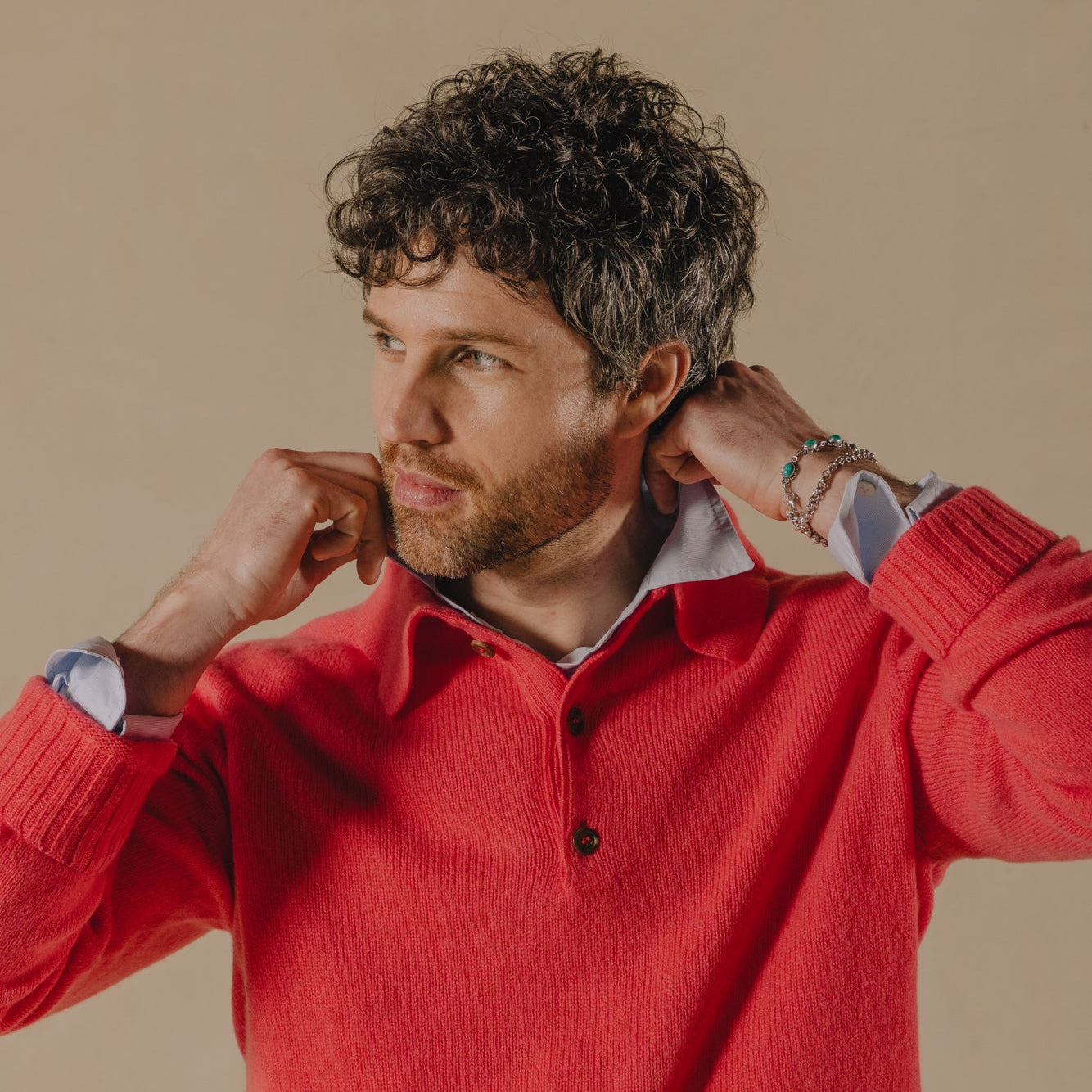Long Sleeve Wool Polo